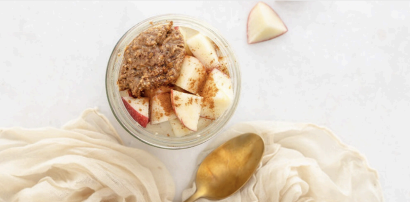 Almond Butter & Apple Overnight Oats with Hemp Seeds